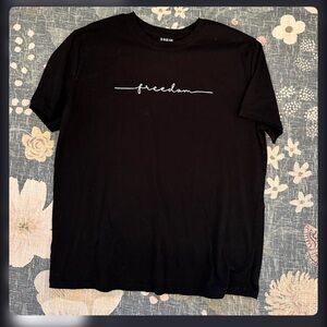 SHEIN Black 'Freedom' Short Sleeve Tee